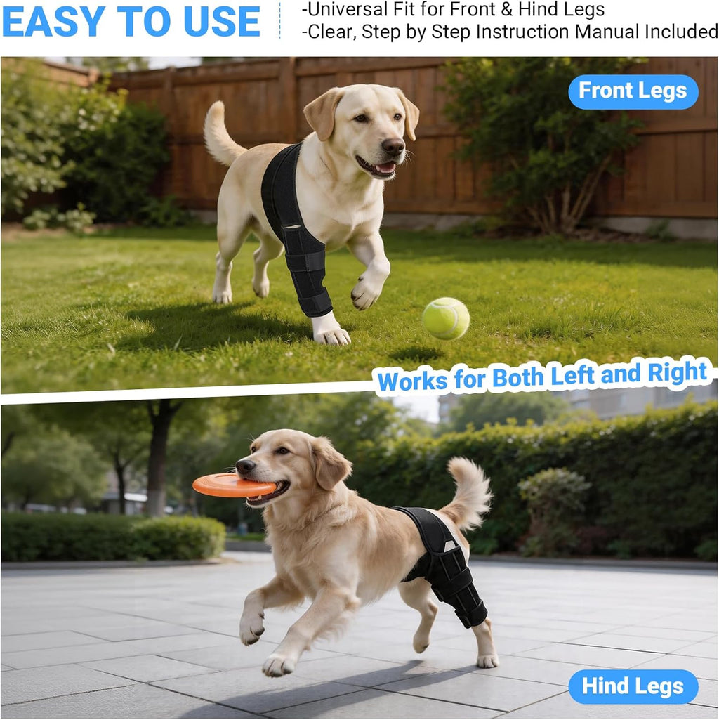 Dog Knee Brace for Back Leg, Adjustable Elbow Braces with Stabilizers, Canine Joint Support for Torn ACL, Luxating