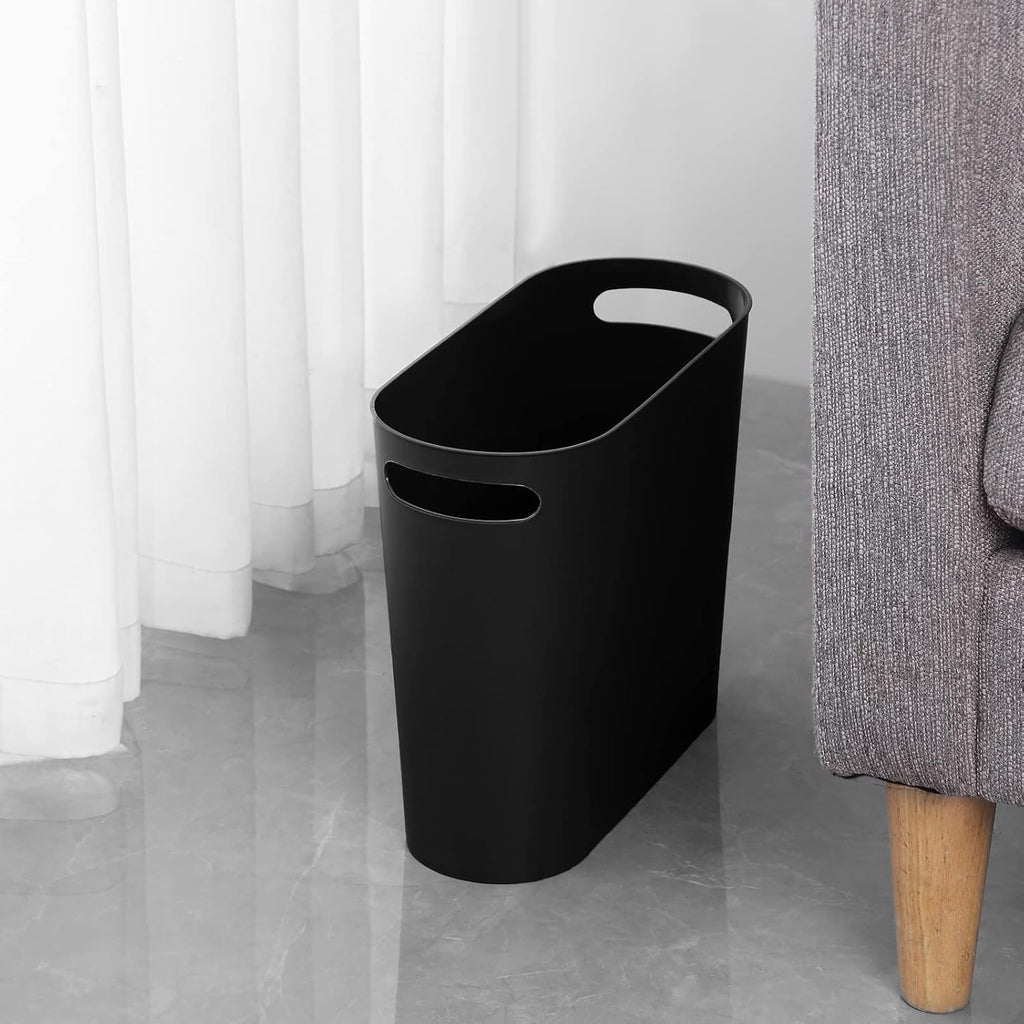 Small Trash Can, 3.5 Gallon Slim Garbage Can Plastic Waste Basket with Handles Container Bin for Narrow Spaces