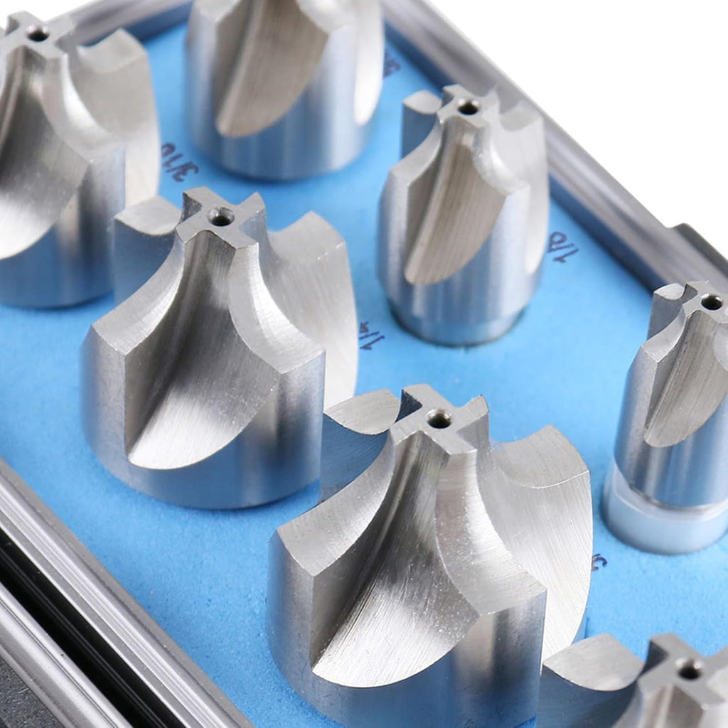 Accusize HSS Corner Rounding End Mill Set, 1/16" to 3/8", 8 Pcs