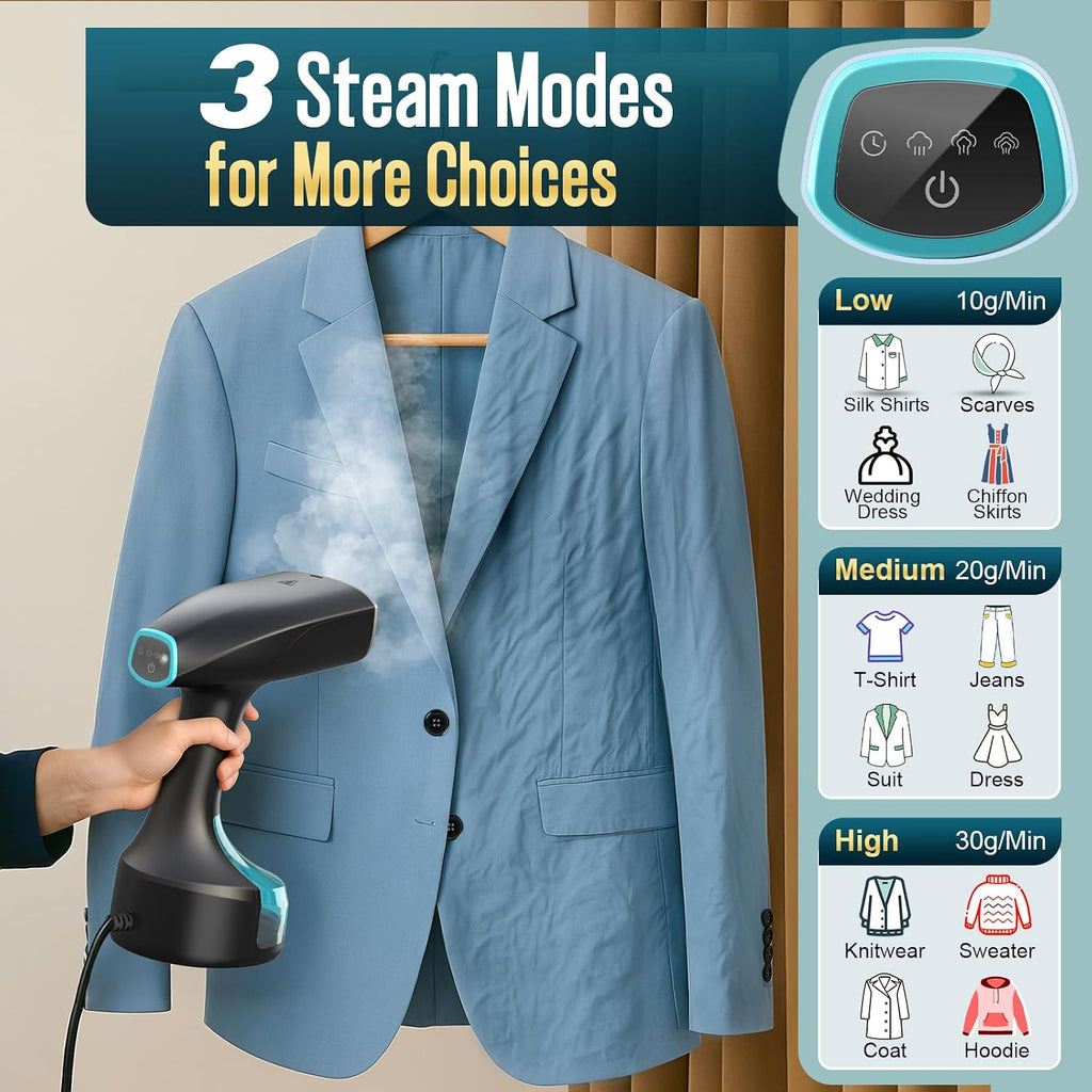 Steamer for Clothes - 1900W Strong Penetrating Steam & Fast Wrinkle Remover Portable Handheld Garment Steamer 3 Steam