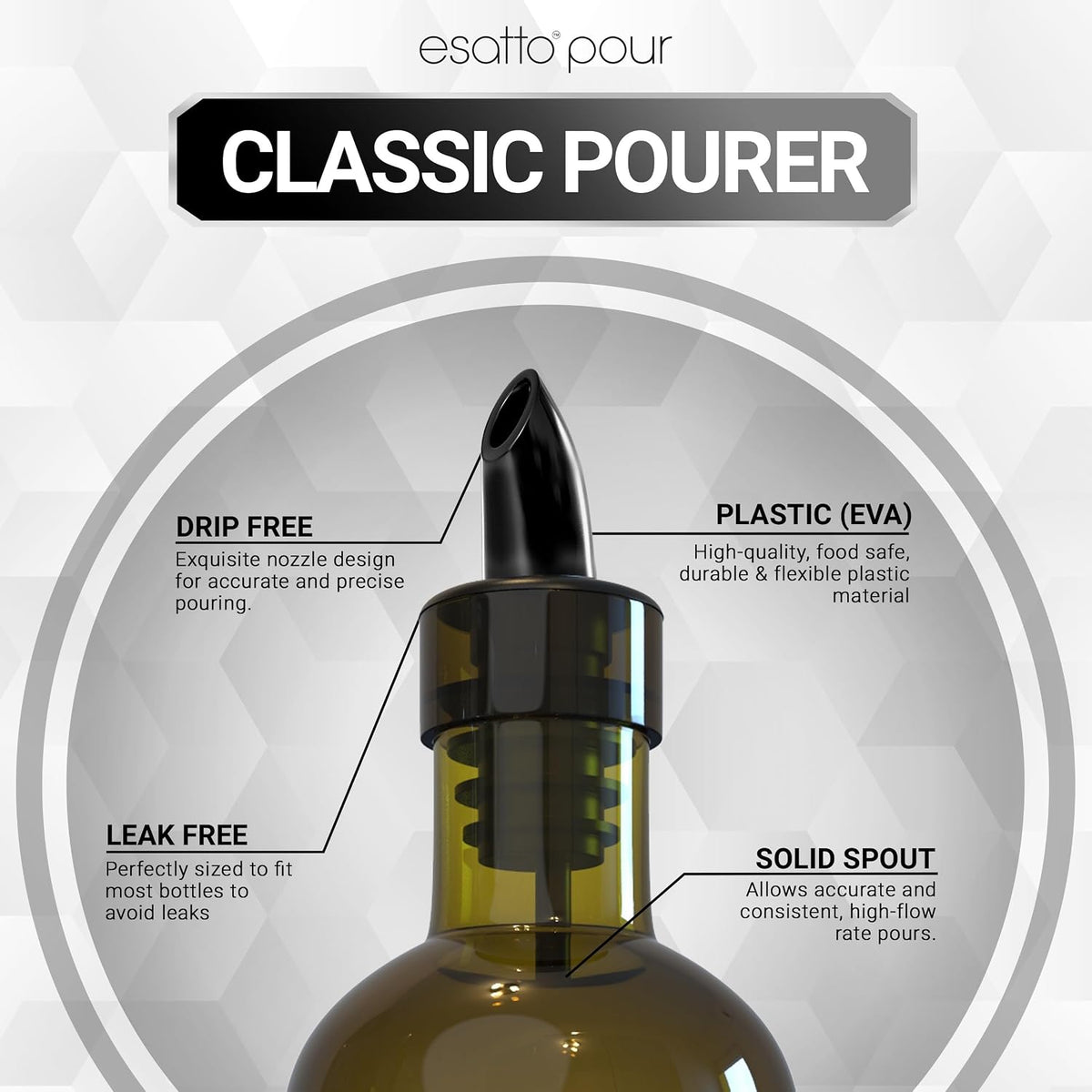 Free Flow Plastic Bottle Pourers, Speed Spouts, 100 Pack