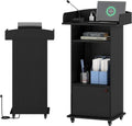 Portable Podium Stand with Charging Station & Lockable Wheels (Black)