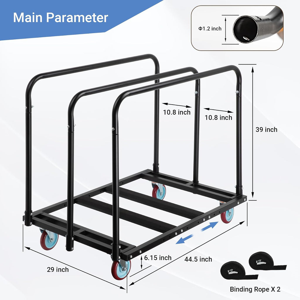 Updated Folding Table Cart, 2000 Heavy Duty Drywall Dolly Cart