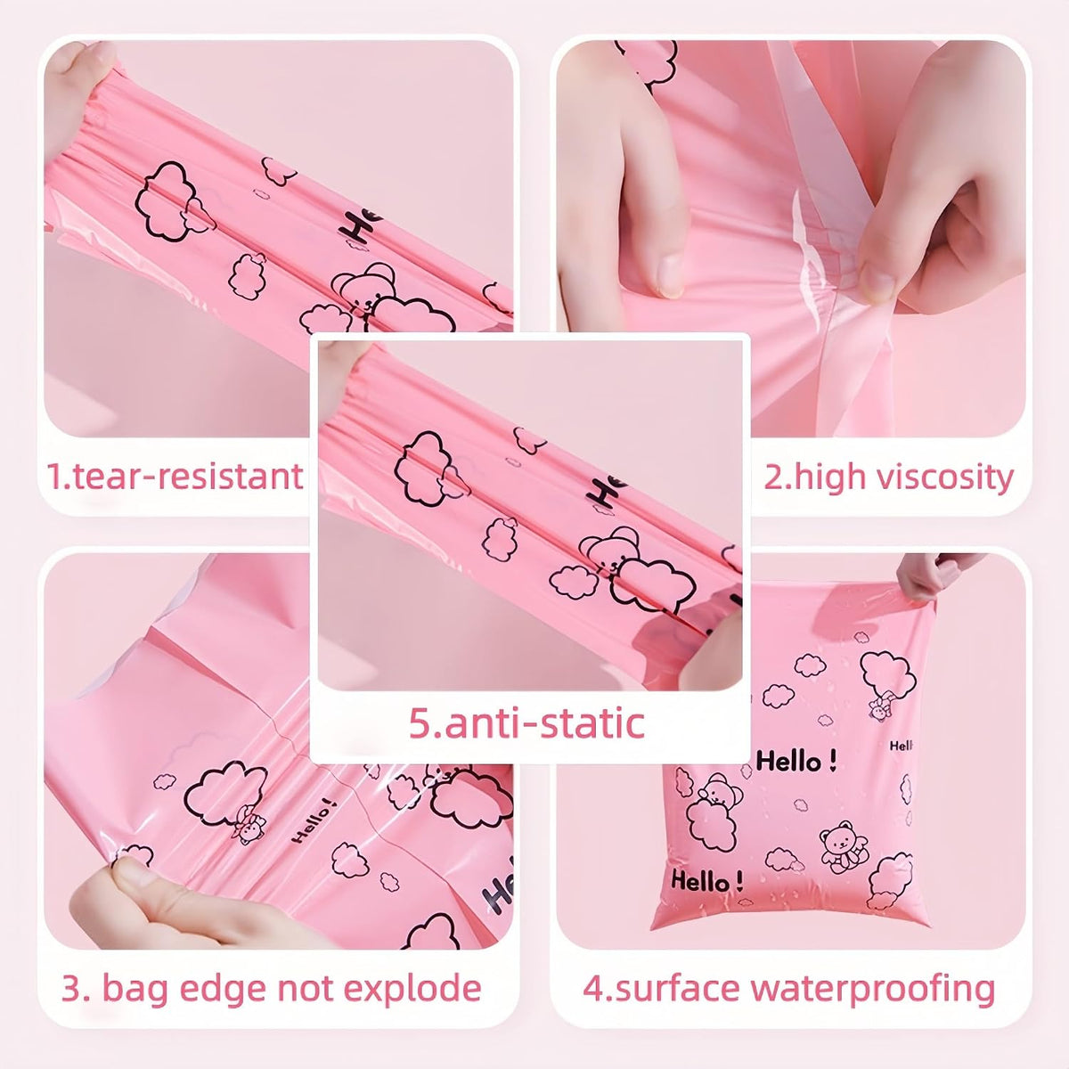 50Pcs Small Poly Mailers Self Adhesive Shipping Bag 5.9x7.87+1.97inch