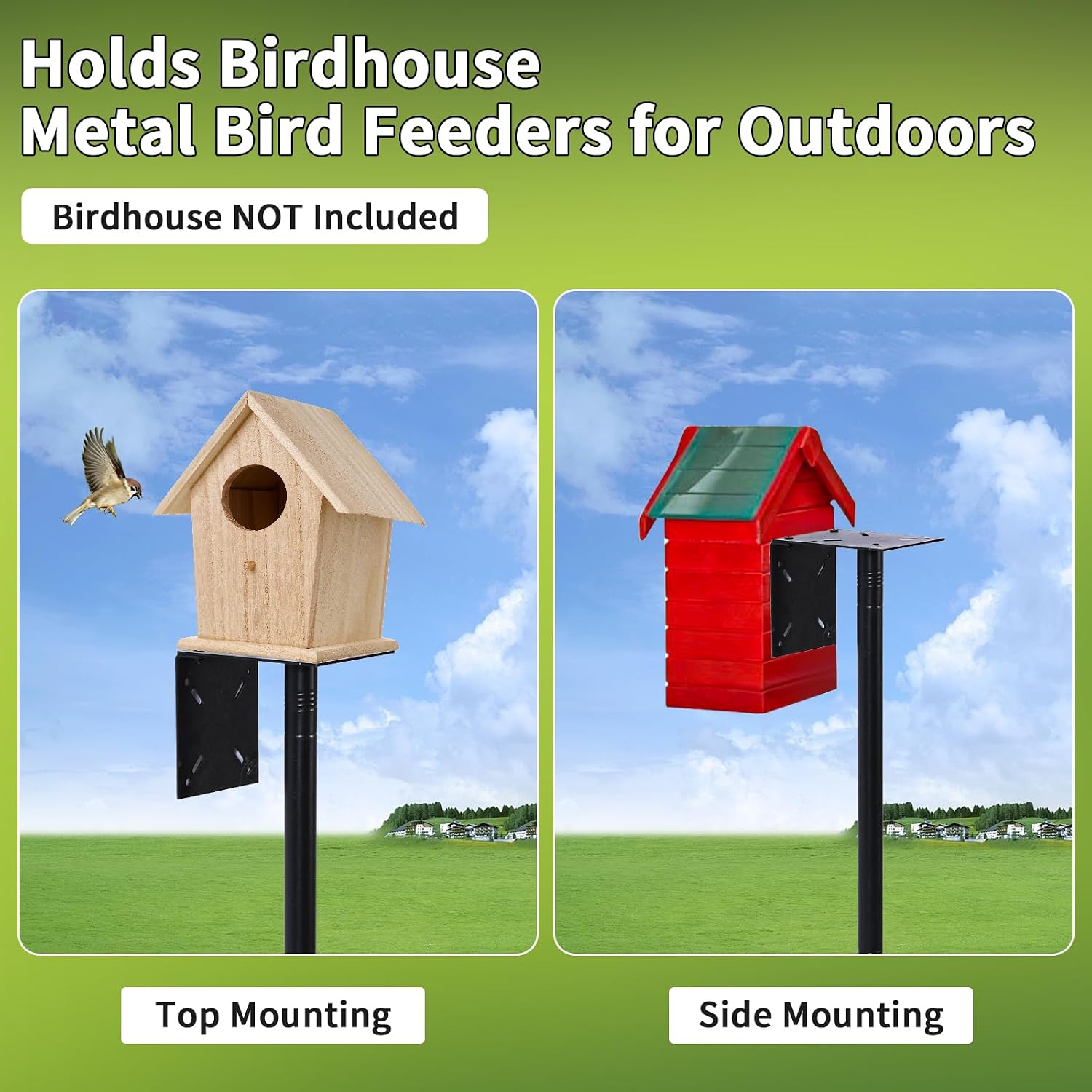 4 in 1 92 Inch Bird Feeder Pole with Squirrel Baffle | With Bath, Food Tray, 4 Hooks and Holds Cage, Metal