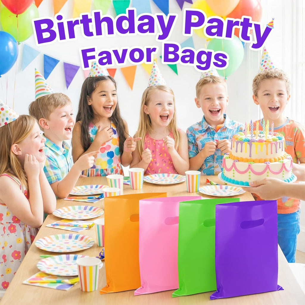 100PCS Purple Party Favor Goodie Bags 8x11, Plastic Gift Bags Bulk