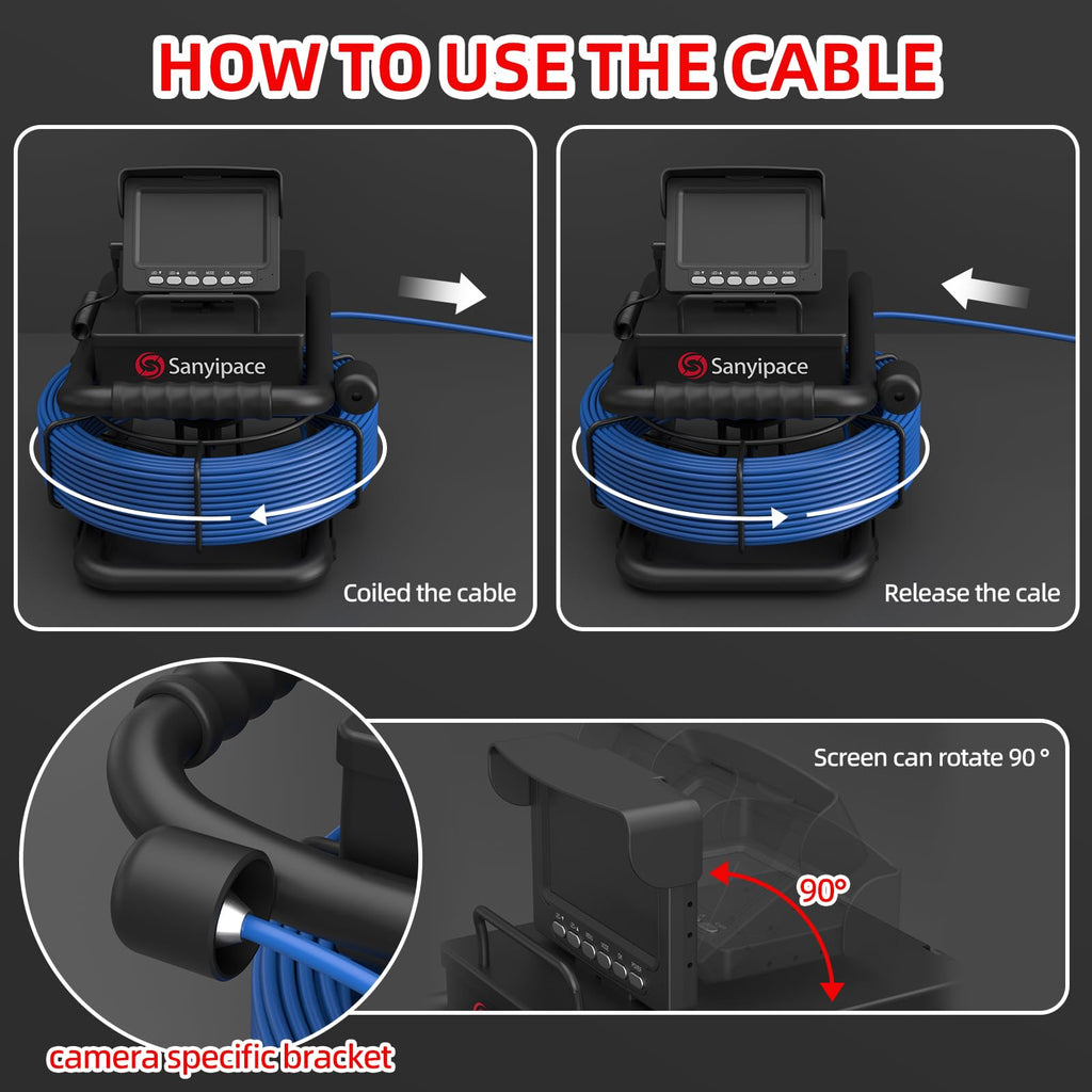 Sanyipace Sewer Camera 165FT/50M, 0.67in/17mm HD Pipe Camera with Light