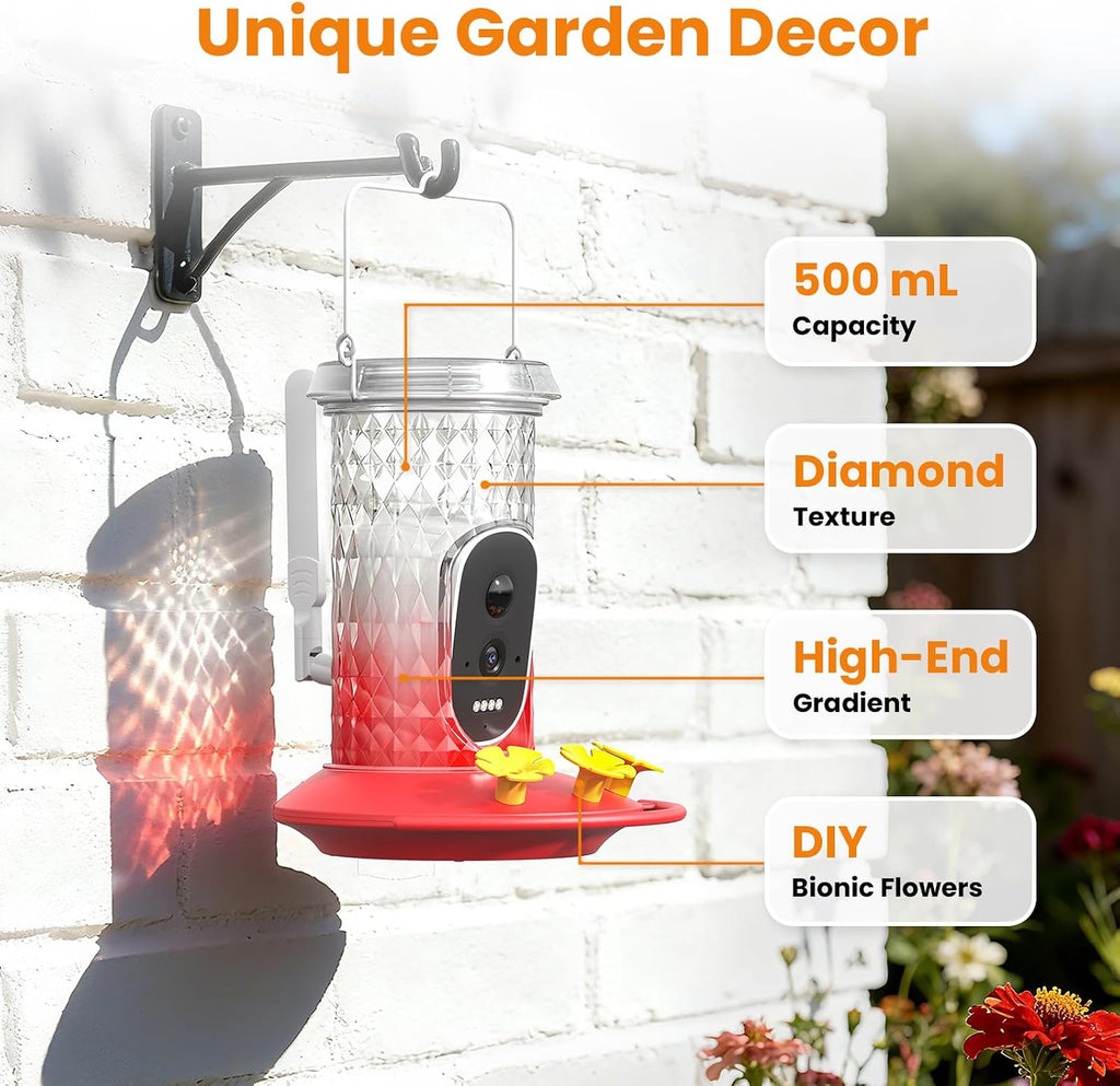 Smart Hummingbird Feeder with Camera Solar Powered