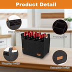 4 PCS 12 Bottle Wine Carrier Tote 14.6x12.6x8.7 Inch Wine Shipping Box 12 Bottles Liquor Bottle Storage Bag Black