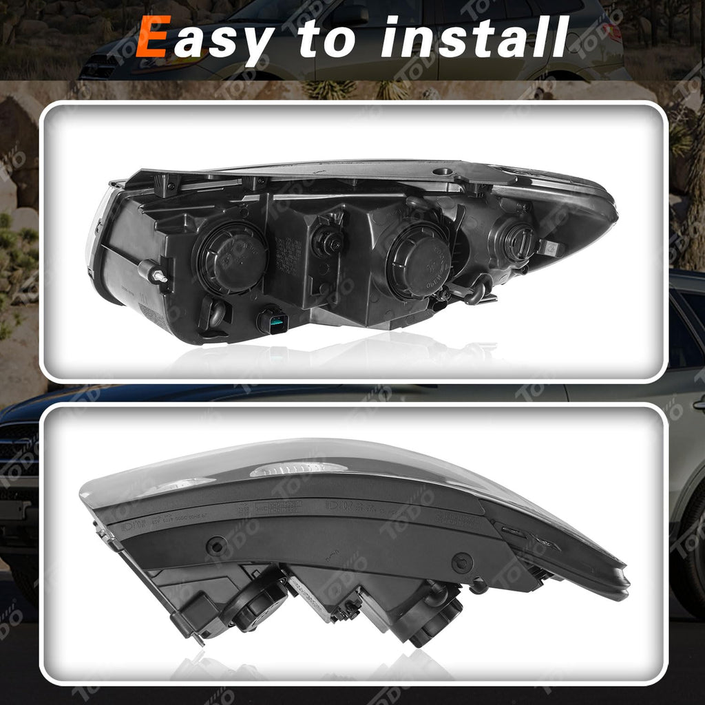 Headlights Assembly Pair For 2007 2008 2009 2010 2011 2012 Hyundai Santa Fe 6 Pin Headlamp Replacement with Bulbs