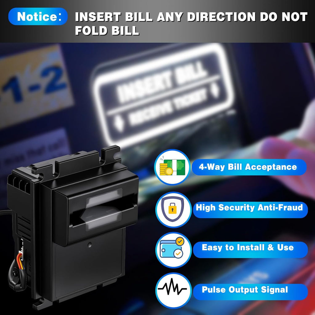 Pulse Bill Validator Acceptor, Us Dollar Banknote Validation Device for Cash Handling, Fast Recognition System for