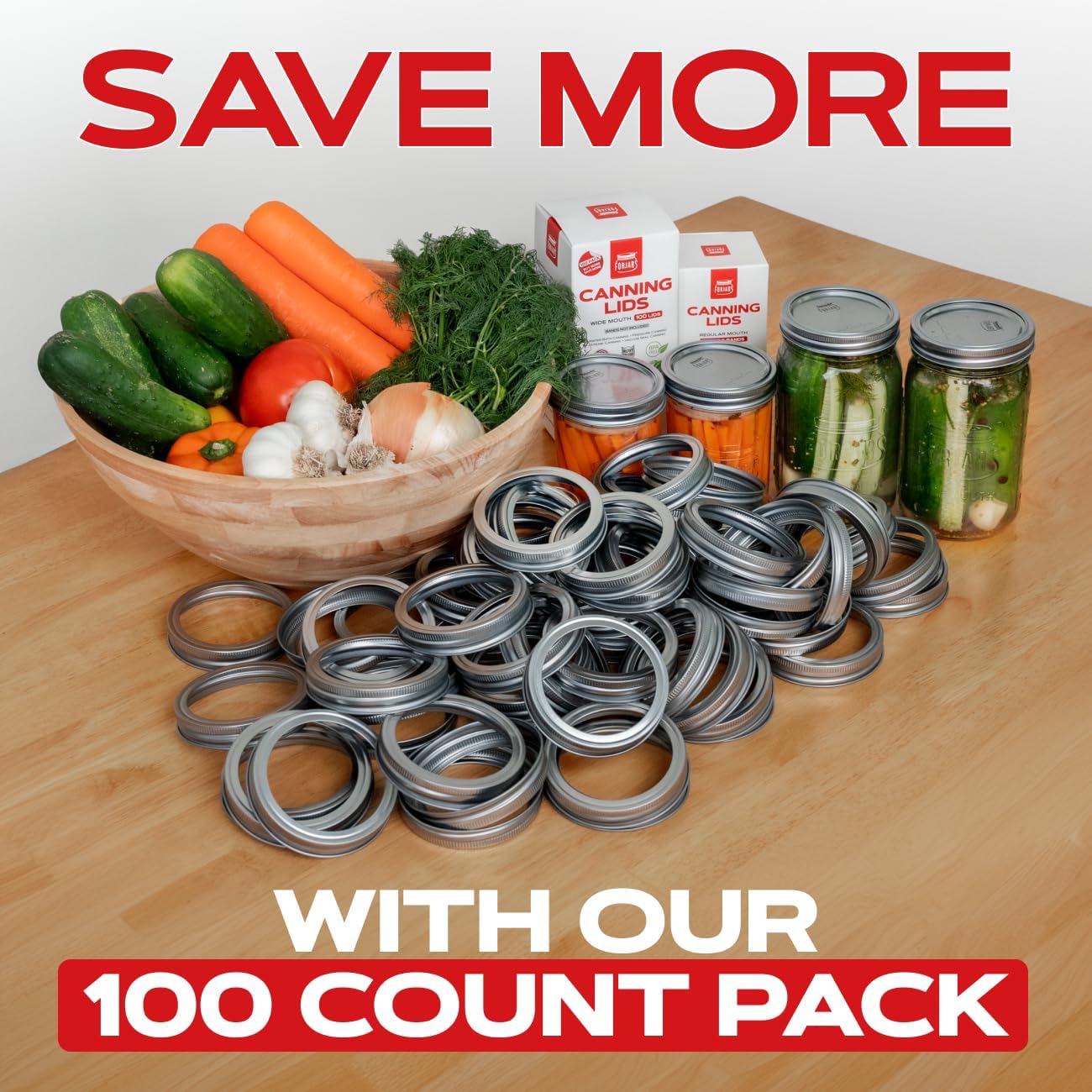 100 Regular Mouth. Canning Rings are made of stainless steel. 0.5 Inch Height, 100-Piece Set. Regular mouth mason jar