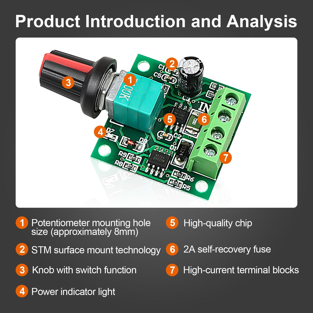2Pack PWM Speed Controller Adjustable Driver Switch Low Voltage DC