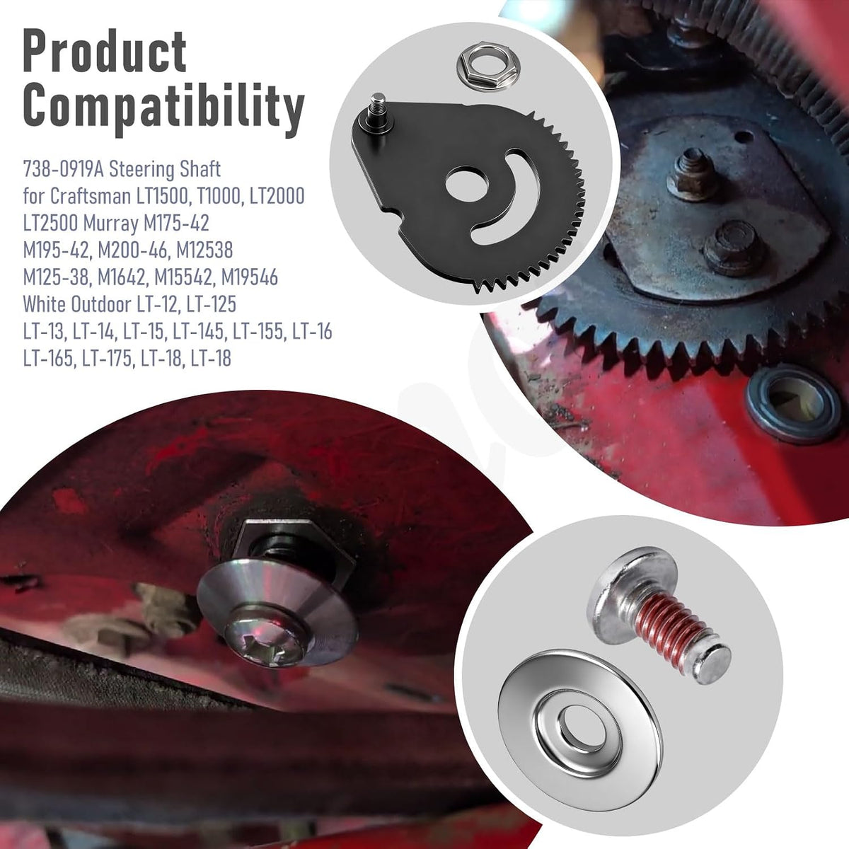 738-0919 617-04094 Steering Shaft w/ Bushing Kit Compatible with MTD Troy-Bilt Craftsman Lawn Mower 247288841