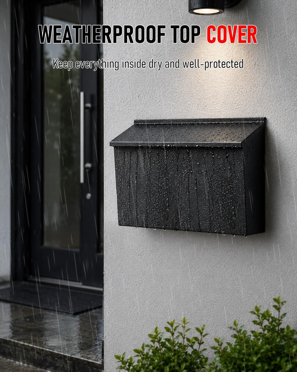 Mailboxes for Outside, Wall Mount Mailbox | Custom Number Stickers, Large Metal Mail Box for House, Modern Post Box
