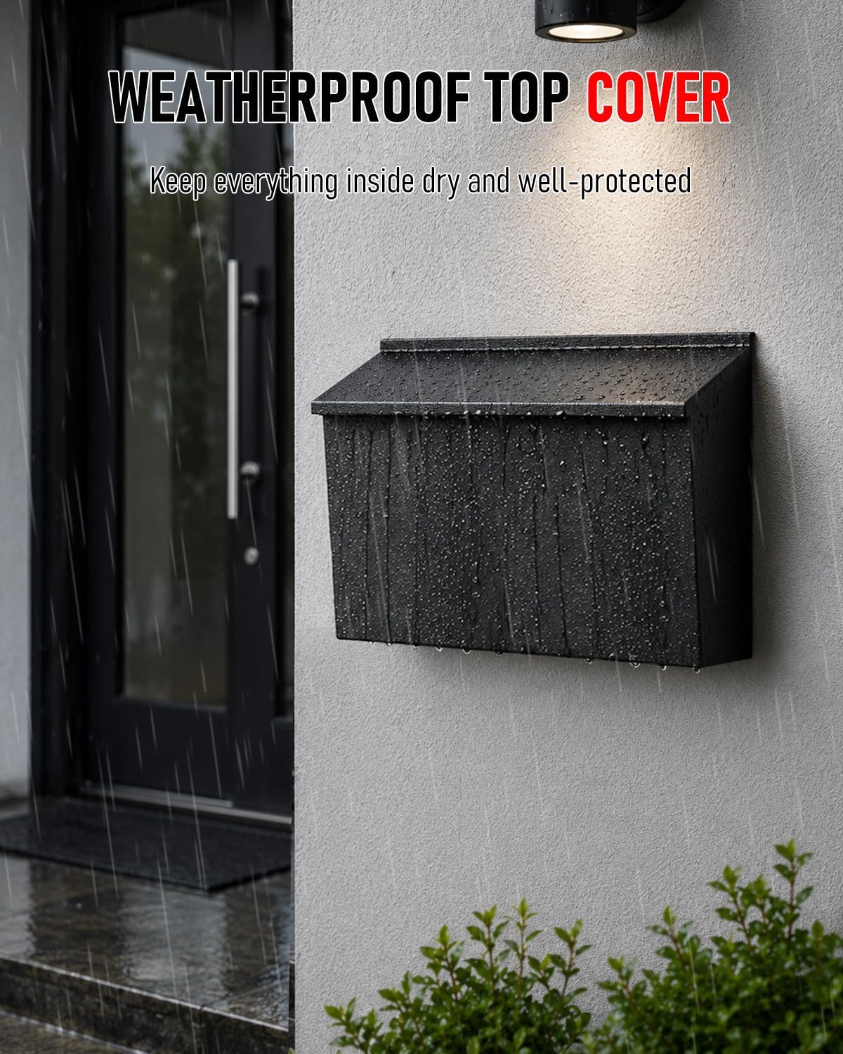 Mailboxes for Outside, Wall Mount Mailbox | Custom Number Stickers, Large Metal Mail Box for House, Modern Post Box