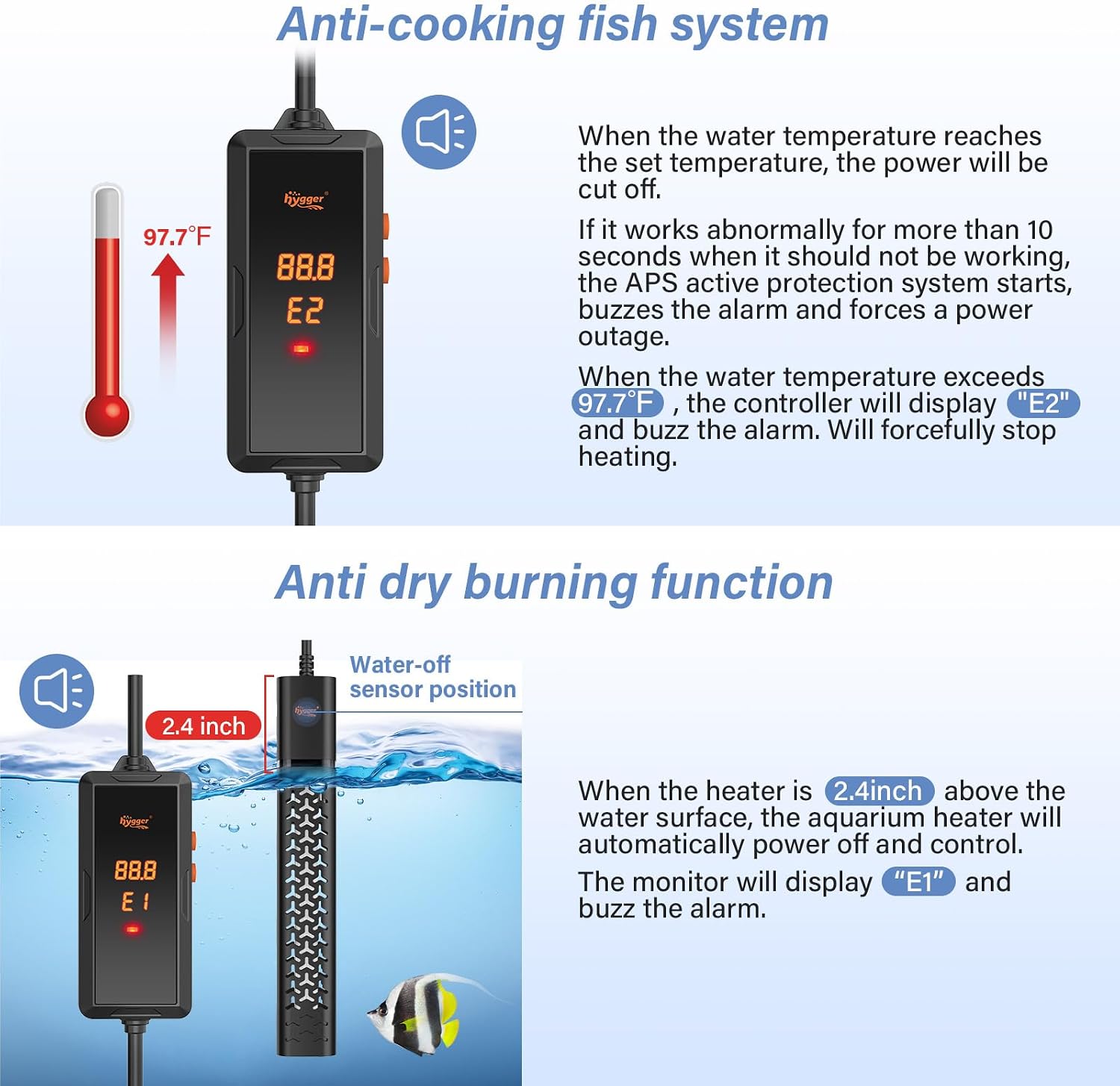 200w Aquarium Heater, Submersible Fish Tank Heater with Intelligent Temperature Control and Leaving Water