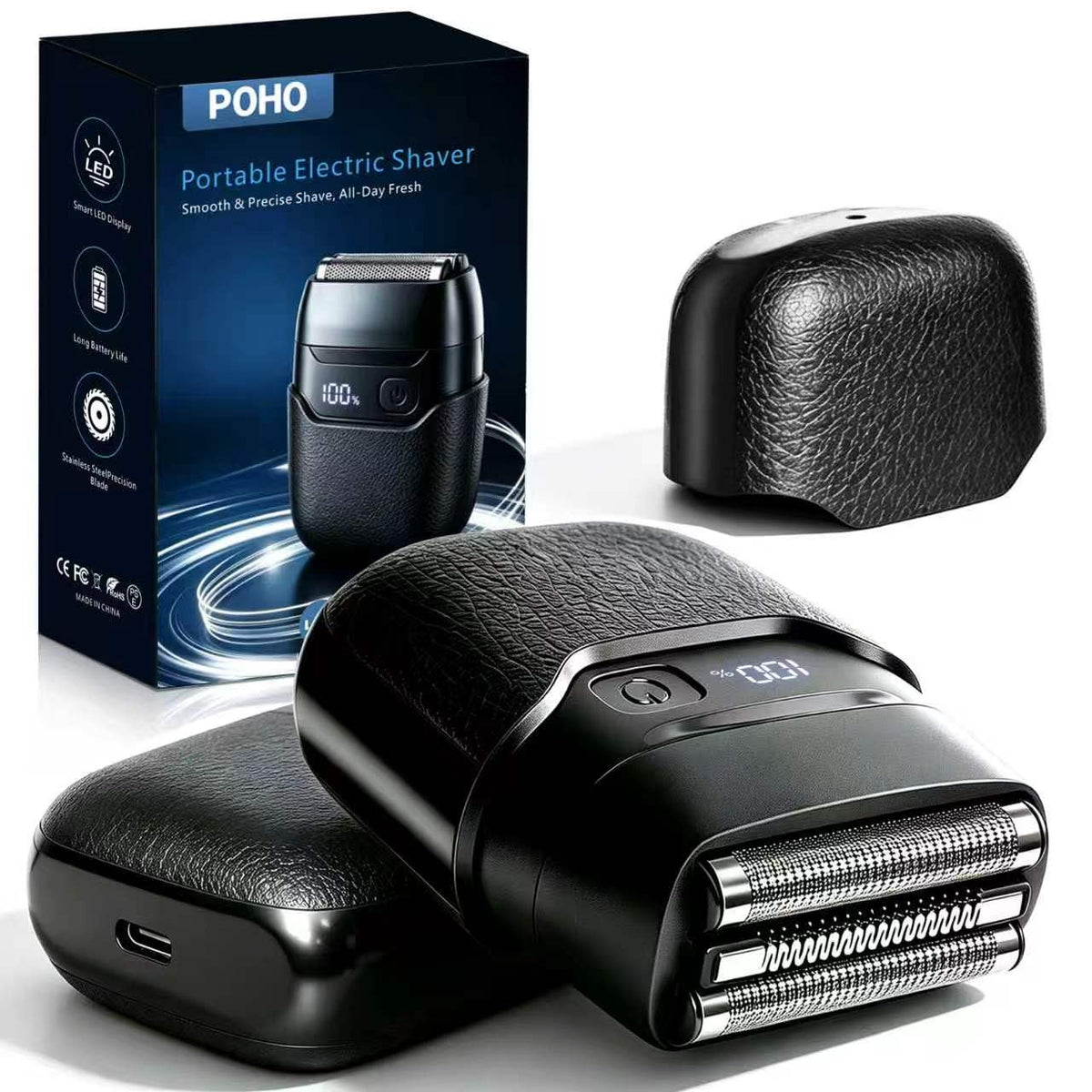 Electric Foil Shaver for Men, Compact Face Shaver, 3 Floating Foils