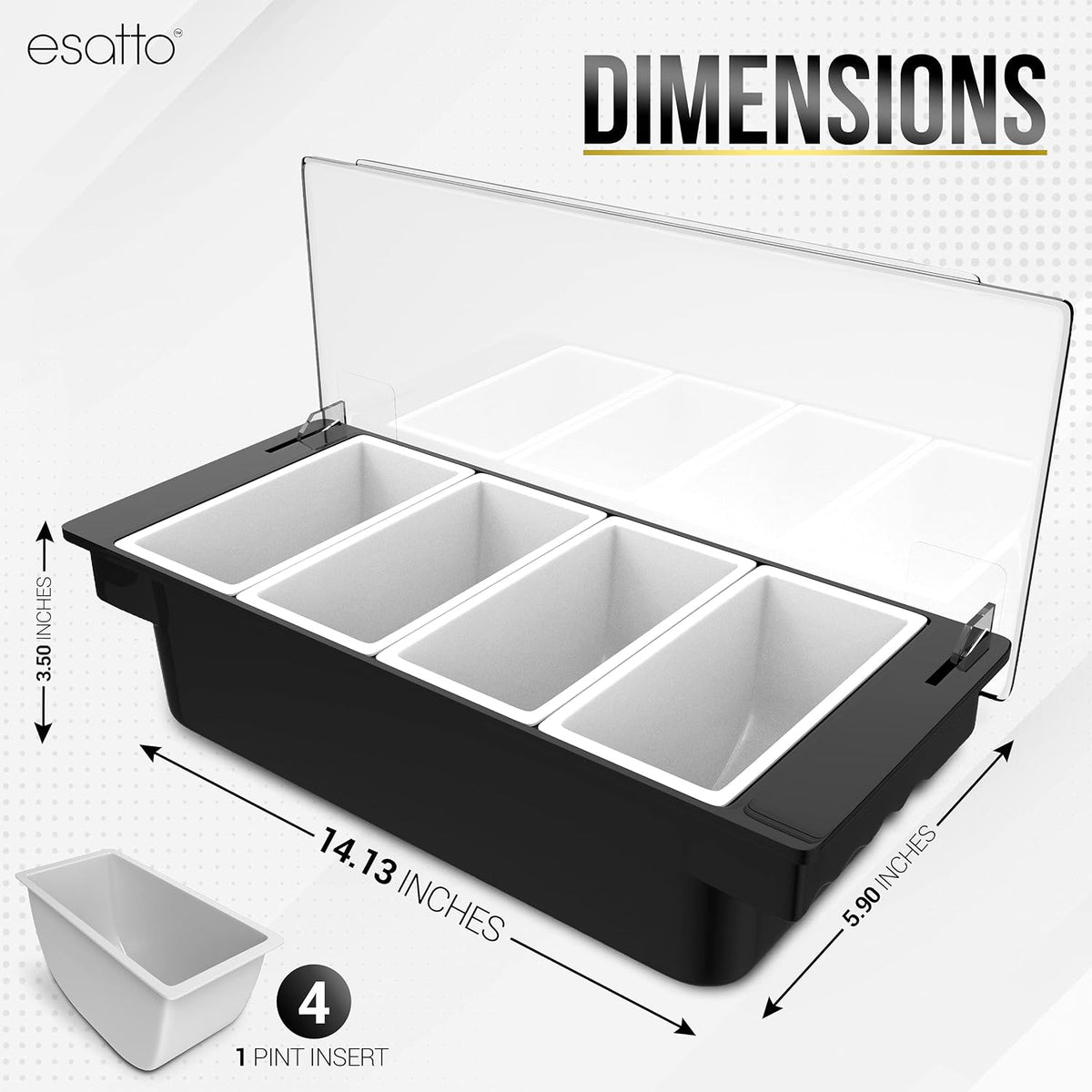 Bar Garnish Condiment Holder with Lids & Pourers, 4 Compartment