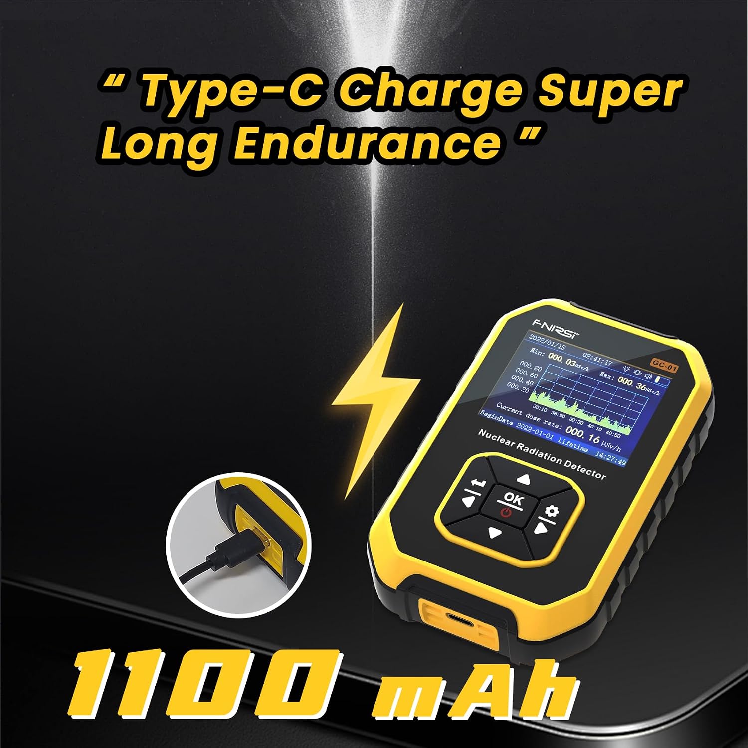 Geiger Counter Radiation Detector, Dosimeter Radiation Detector with LCD Display, Portable Handheld Beta Gamma X-ray