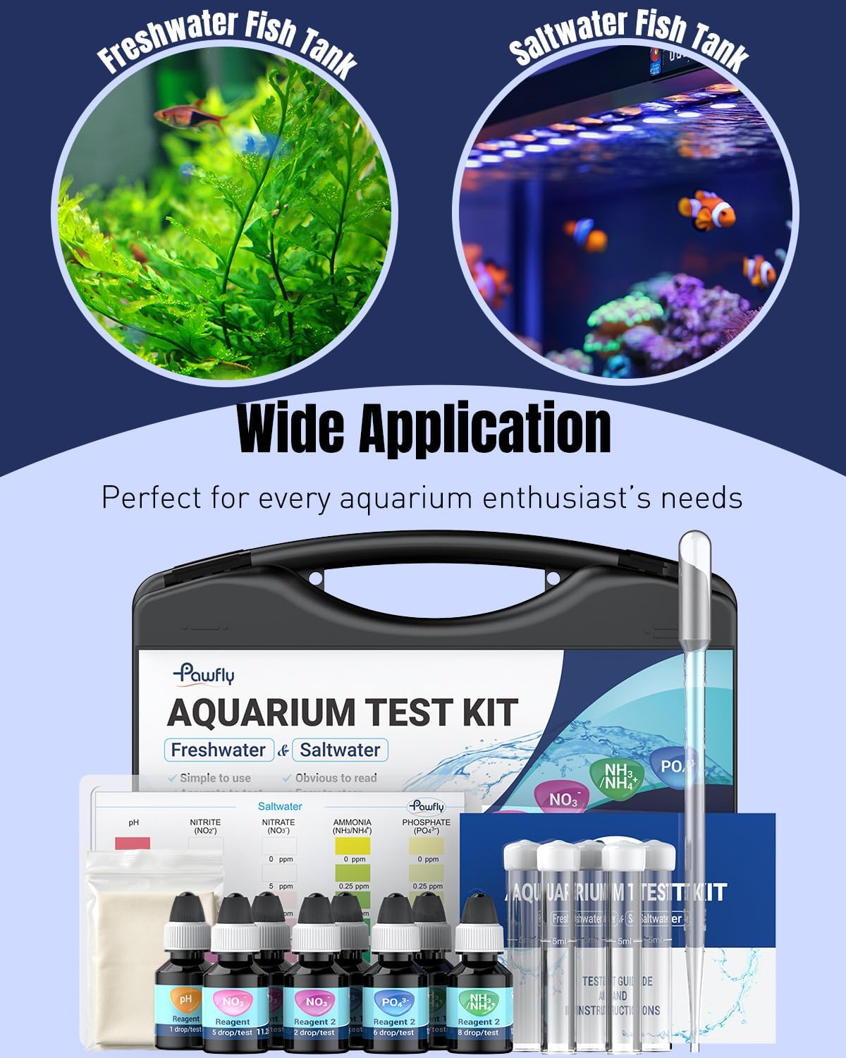 5 in 1 Aquarium Water Master Test Kit for Freshwater & Saltwater | Aquarium Water Test Kit Fish Tank Water Testing