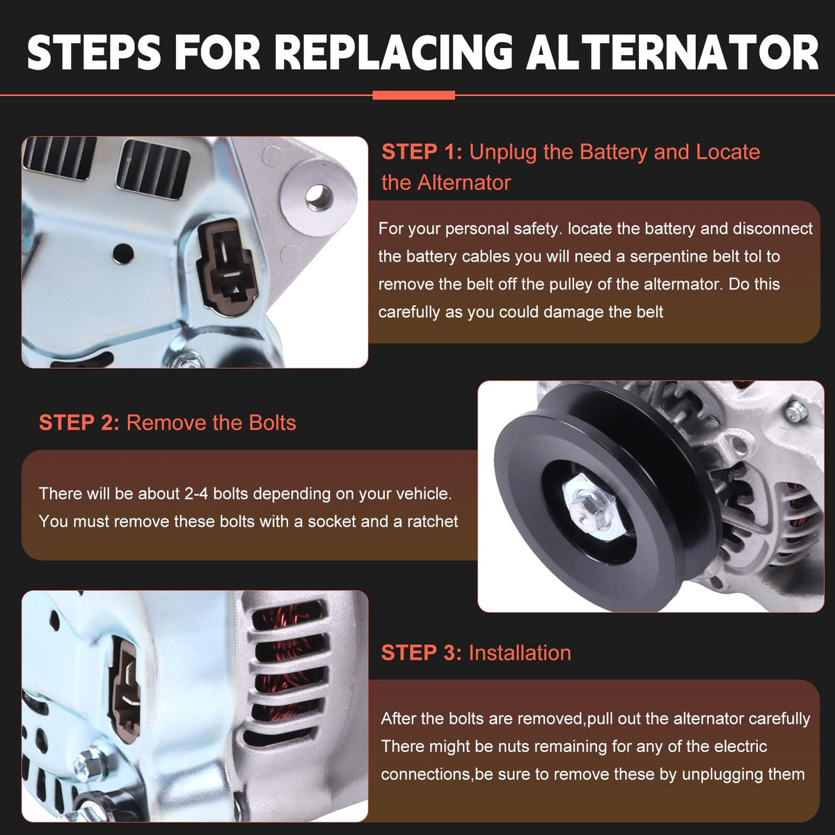 Otobaijeni 12V 45A T1065-15682 T1850-15680 T1850-15682 T106515682 Alternator Compatible with Kubota Tractor M5140F MX5100F Excavator KX161-3S KX121-3S KX91-3S Engine V2203 V2403 V3800 Replacement