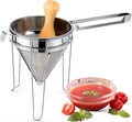 Stainless Steel Chinois Strainer with Stand and Wooden Pestle, 1 Set