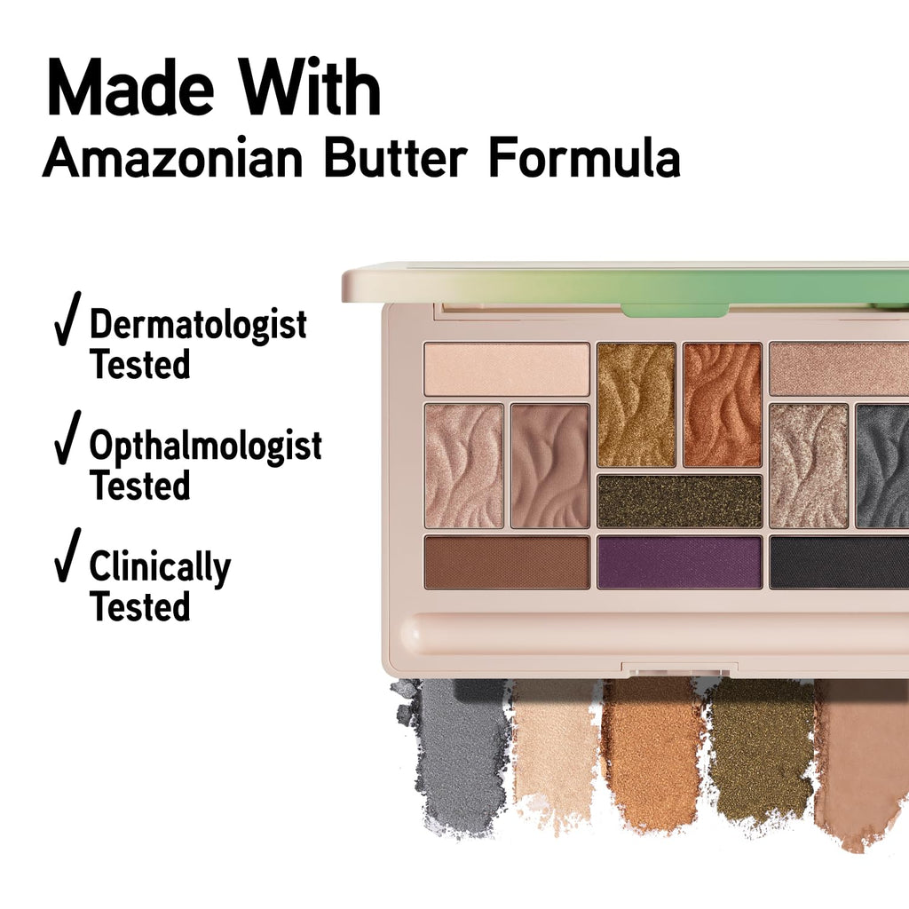 Murumuru Butter Eyeshadow, 12-Shade Ultra-Creamy Palette with Murumuru & Tucuma Butters, Silky Soft Blendable Formula