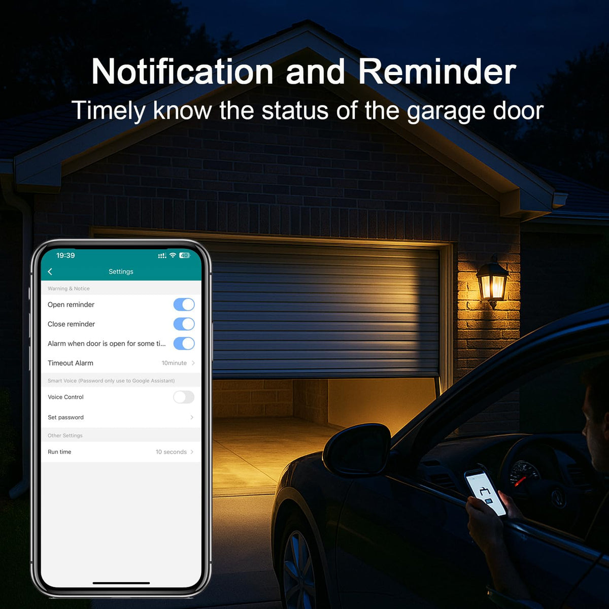 WiFi Smart Garage Door Opener, Universal WiFi Remote Controller | Door Left Open Alert, Smart Life APP Remote