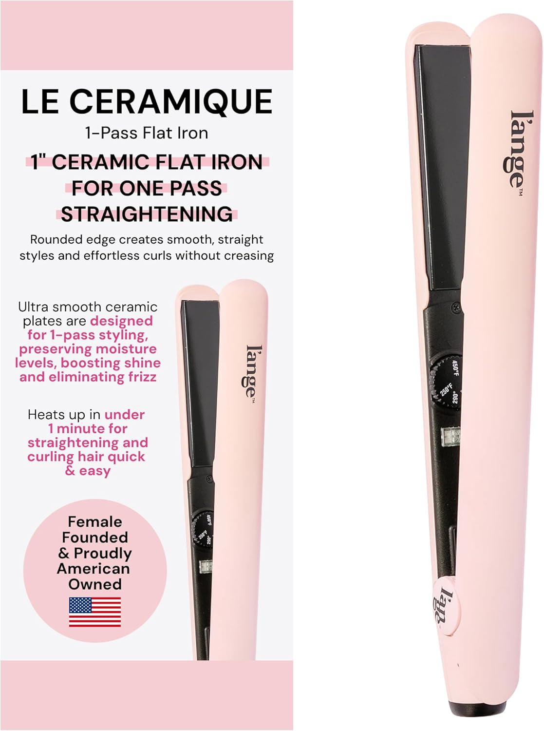 Le Ceramique 1-Pass Flat Iron Hair Straightener | Fast Heating Ceramic Flat Iron | Best Hot Tools Professional Hair
