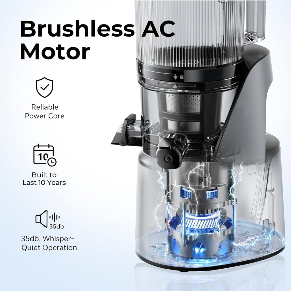 Juicer Machines, 3-in-1 Cold Press Juicer, Premium Gray | Makes Juice, Nut Milk & Sorbet, 6.5" Extra Large Chute