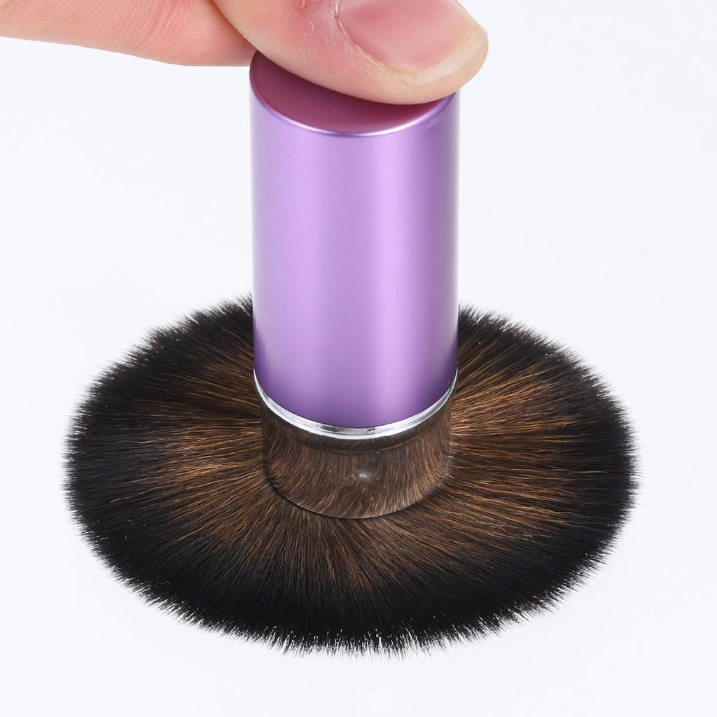 Portable Retractable Blusher Brush with Cover, 2 Pack Travel Kabuki Bronzer Makeup Brushes Liquid Cream Foundation