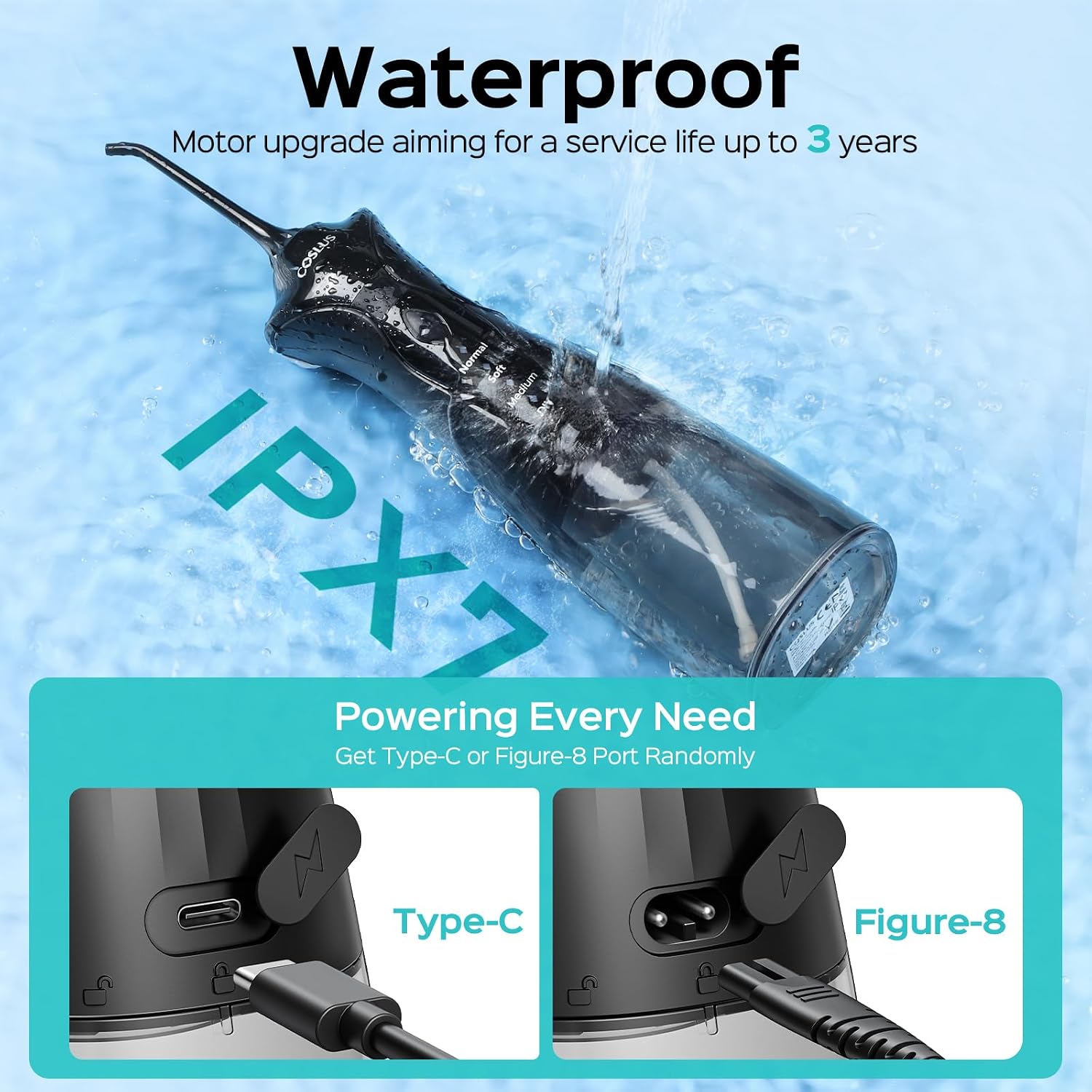 Water Dental Flosser Pick for Teeth C30(FC5360): 4 Modes Cordless Portable 300ML Larger Tank Water Teeth Cleaner IPX7