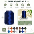 Bonded Polyester Thread Heavy Duty Upholstery Thread Tex75 210D/3 Sewing Threads for Heavy Fabric Outdoor 2-Pack