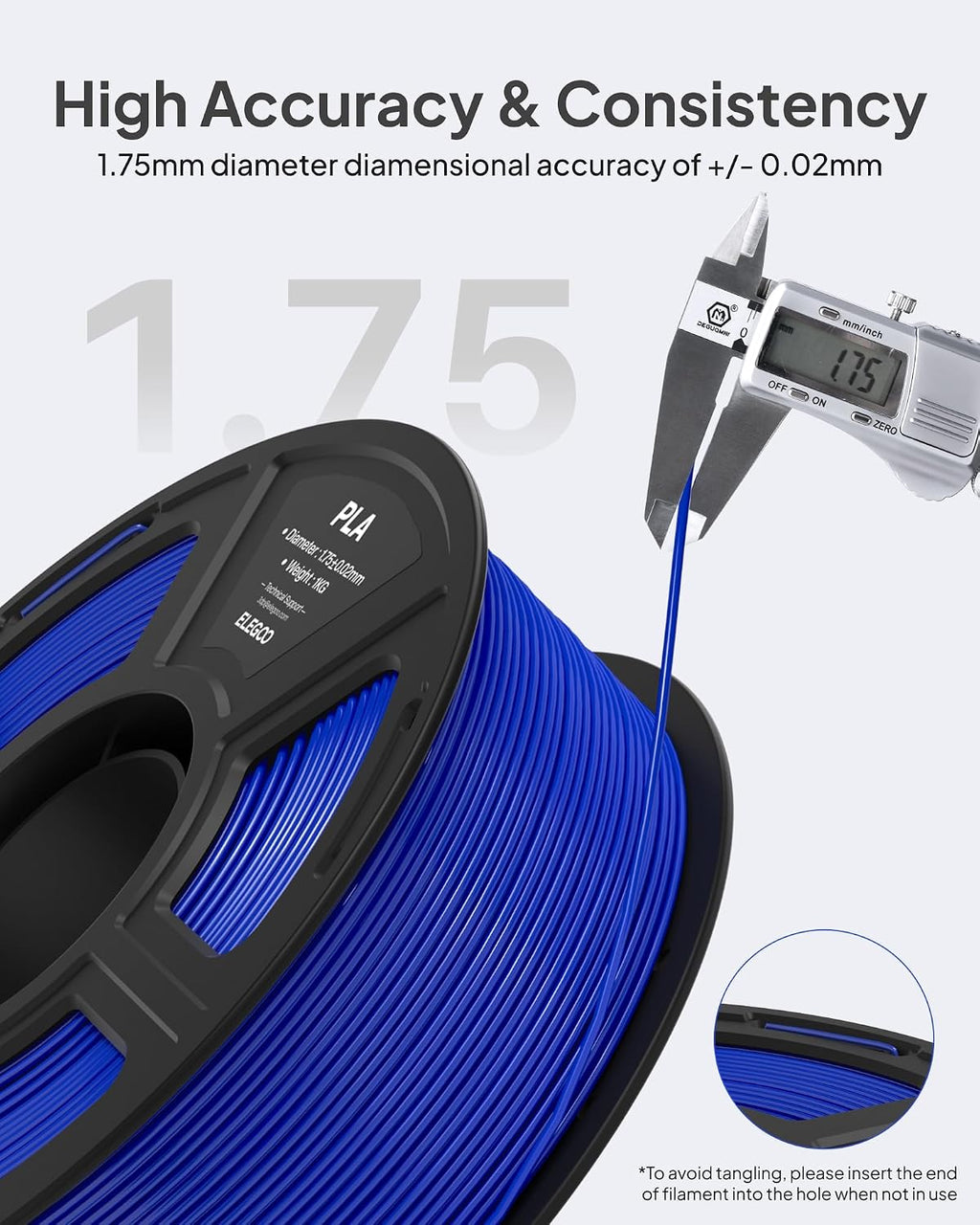 PLA 3D Printer Filament 1.75mm Black 1KG | Dimensional Accuracy +/- 0.02mm, 1kg Spool(2.2lbs), Fit Most FDM 3D Printers