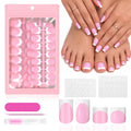 Press on Nails & Toenails, 60Pcs 2-in-1, Light Pink French Tip