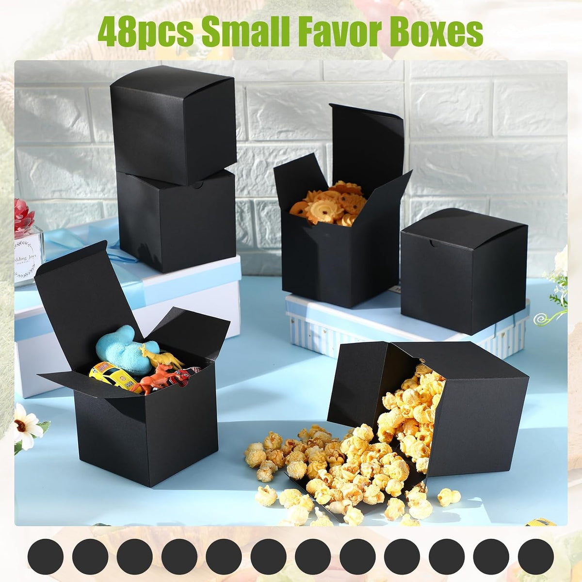 48 Pack Black Gift Boxes Small Cardboard Gift Boxes with Lids