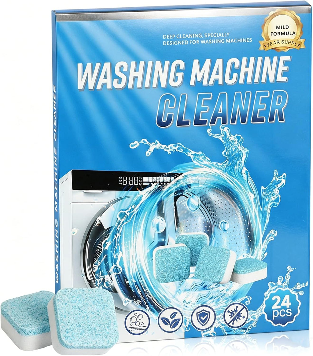 24 Washing Machine Cleaner Tablets, Descaler Odor Remover HE Washer