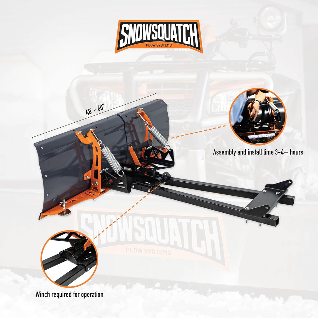 SNOWSQUATCH Deluxe UTV Snow Plow 60-72" Adjustable Steel Blade Mount Kit | Universal Compatible with Most
