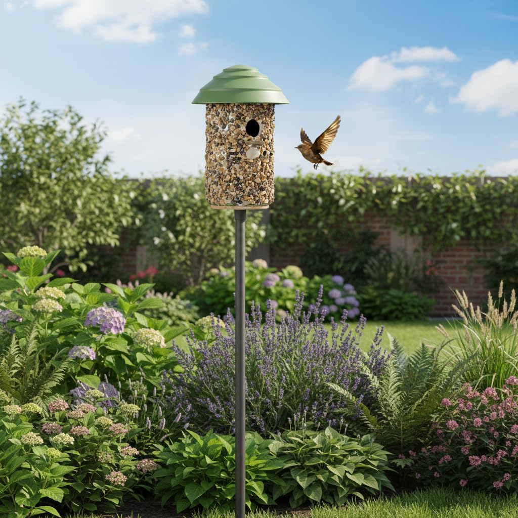 River Pebble Bird House for Outside - Composite Roof – Decorative Nesting Box for Bluebirds,Wrens, Finches, Chickee –