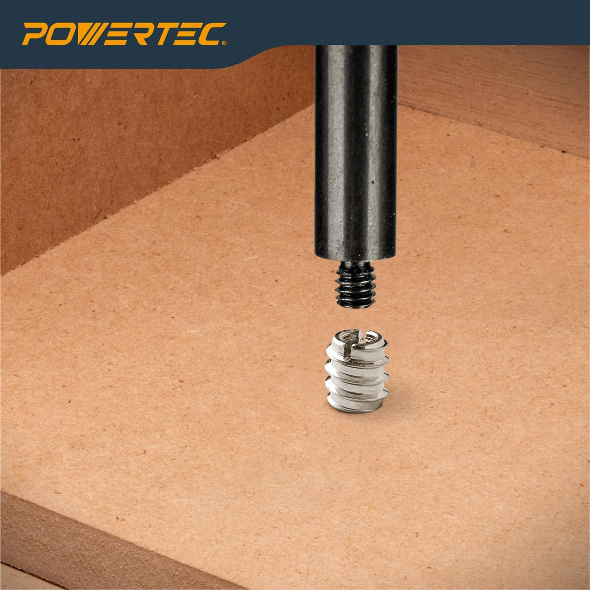 POWERTEC 50 Pcs 5/16'-18 Threaded Inserts | Nut Inserts, Screw Inserts for Hardwood, Softwood, Desk & Furniture | 13.8mm Length (QTI1003)