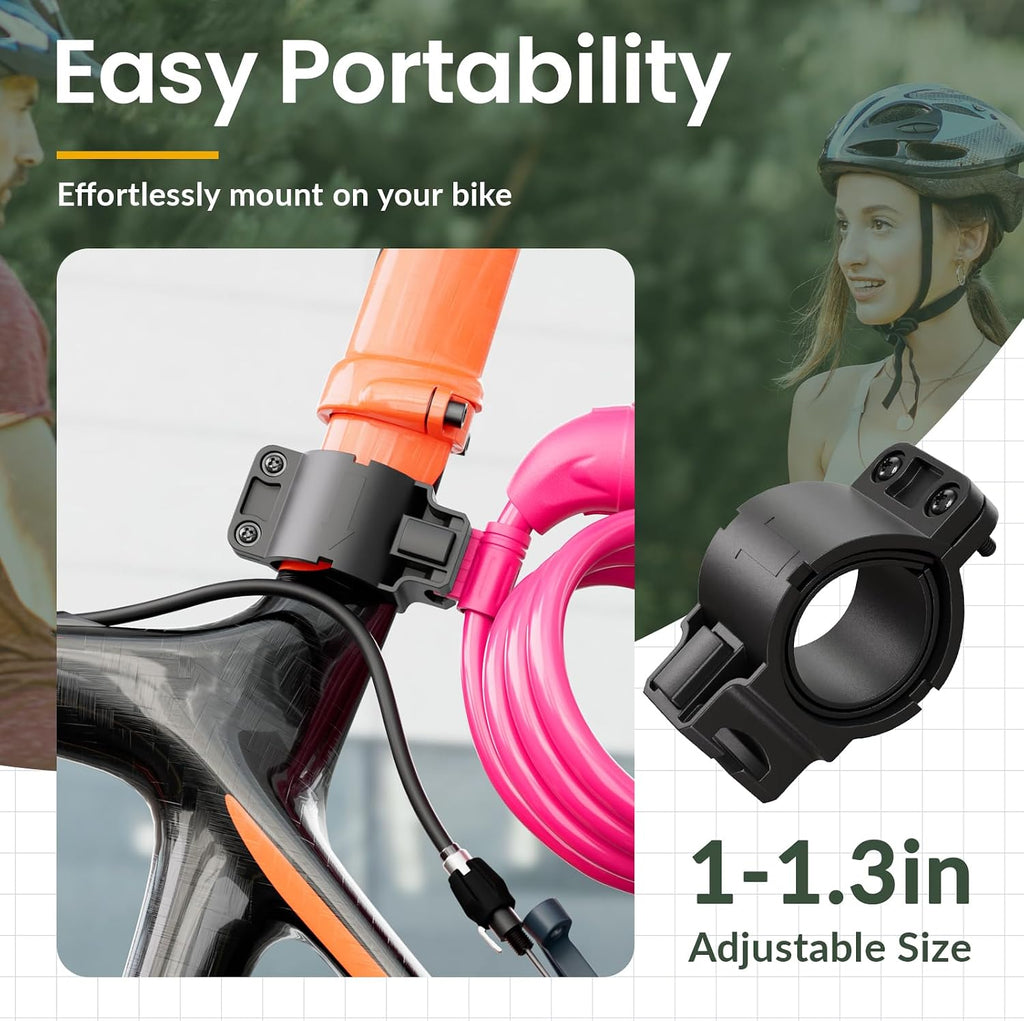 Bike Lock, Bicycle Lock 4 Feet Cable Lock 1/2 Inch Resettable Bike Lock Combination with Mounting Bracket, Bike