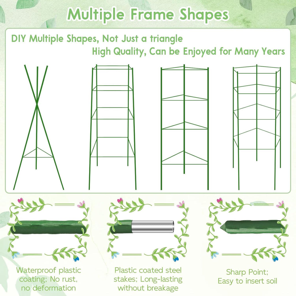 2 Pack 5.2 FT Tomato Cages for Garden- 63inches Heavy Duty Garden Stakes, Adjustable Tall Tomato Plant Support Tomato