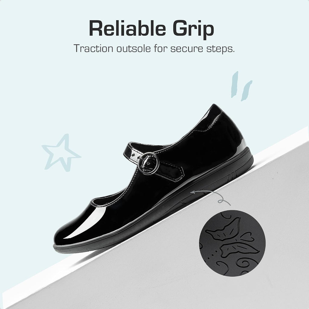 Girls Mary Jane School Uniform Shoes | Girl Buckle Dress Shoes Back-to-school Non-Slip Fatigue-free Flats with Roomy
