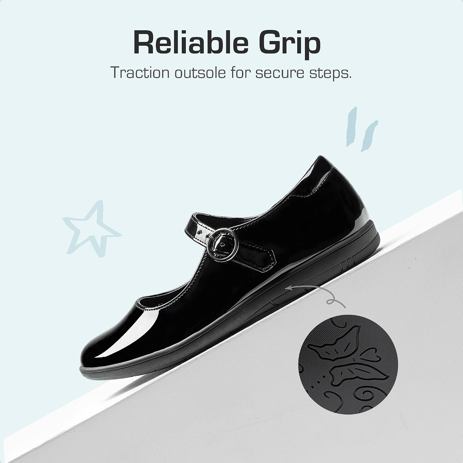 Girls Mary Jane School Uniform Shoes | Girl Buckle Dress Shoes Back-to-school Non-Slip Fatigue-free Flats with Roomy