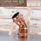 Copper Press Fittings 3/4 inch,12PKCopper Coupling 45 Degree Elbow Coupling