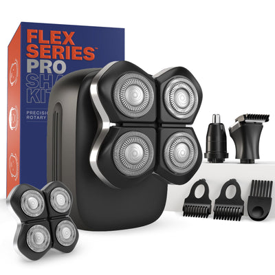 Electric Head & Body Hair Shaver - Mens Cordless Waterproof Razor with Rotary Blades (FlexSeries Pro with One Blade