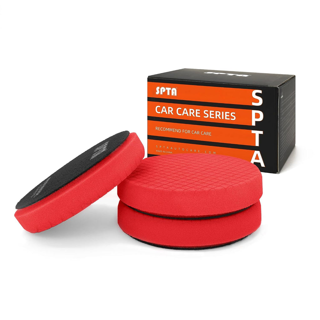 Red T10 Ultra-Fine Finishing Polishing Pad, SPTA 3Pcs 6.5 Inch Face for 6 Inch 150mm Backing Plate Compound Buffing