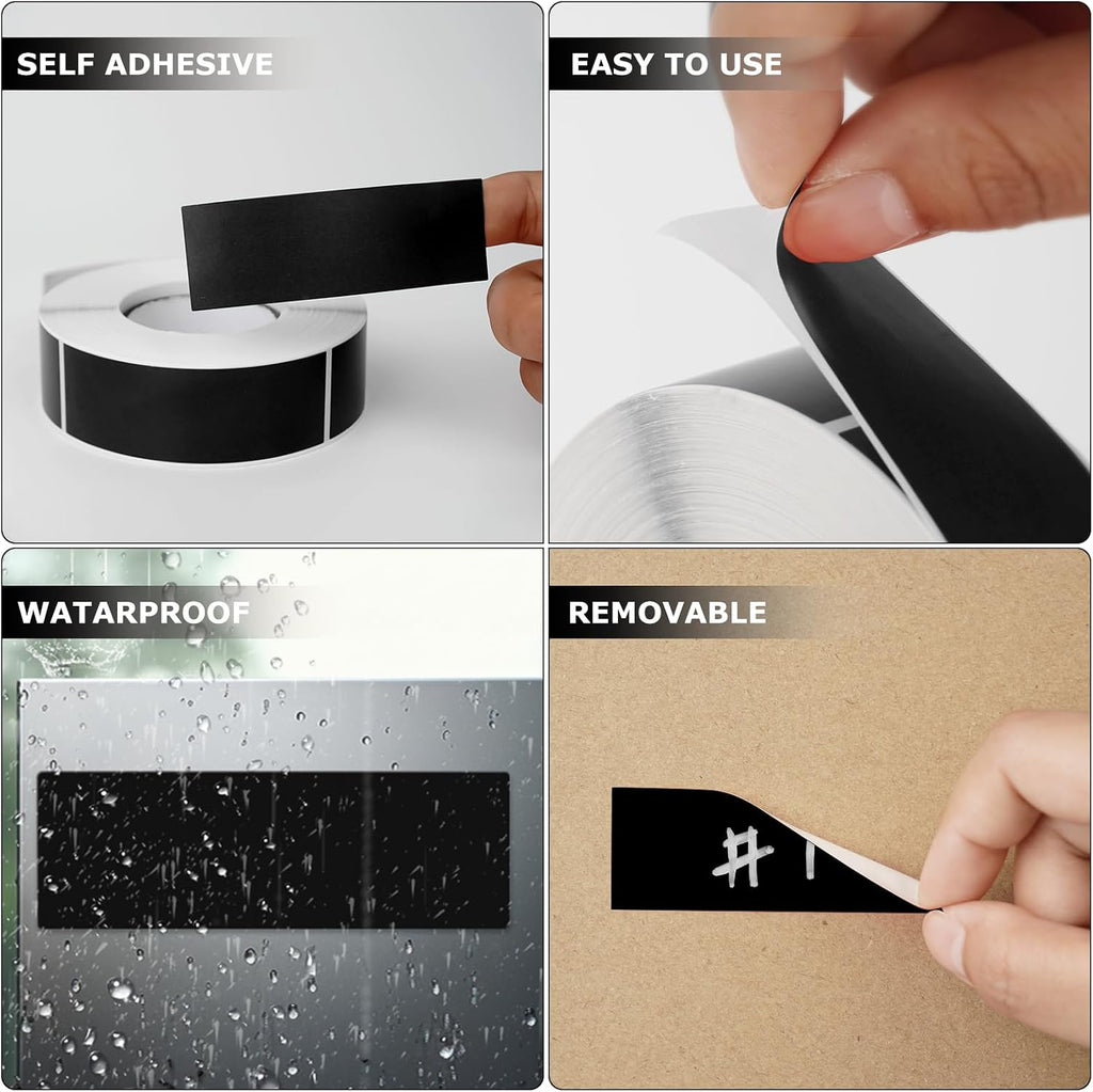 Black Rectangle Labels 3" x 1" Color Coding Stickers Roll 500 Pcs