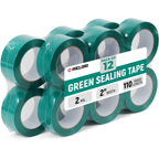 2" x 110 Yards Green Packing Tape, 12 Rolls